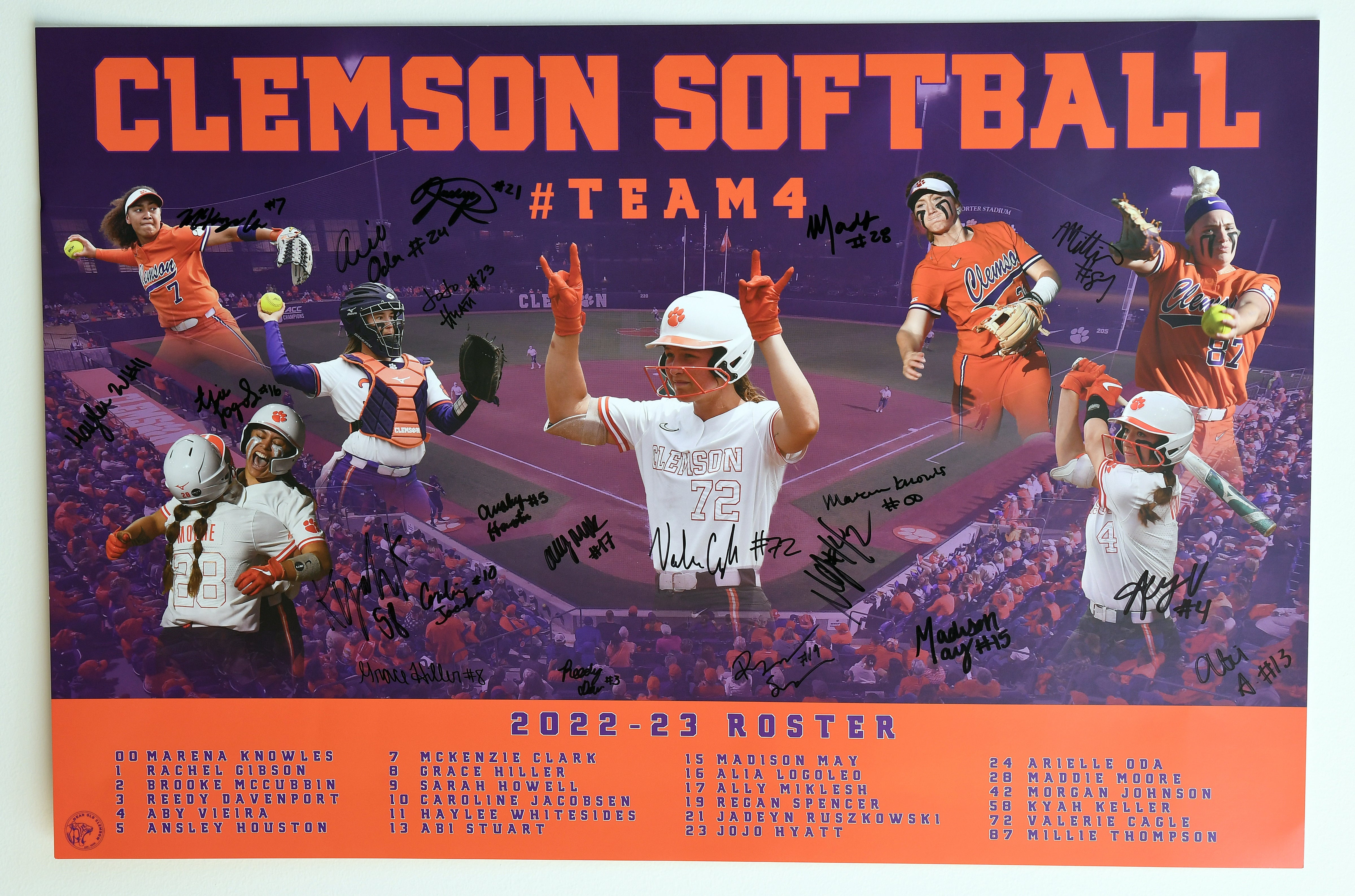 Black Friday:  Signed Poster for Clemson softball team 4 (2022-23)